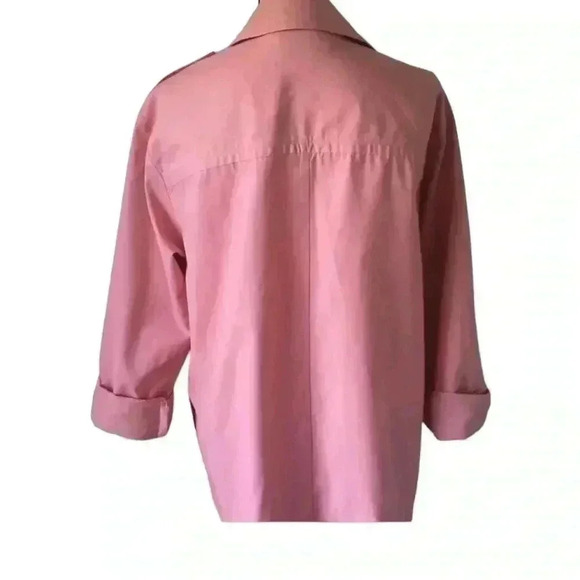 Something Navy women’s Pink Double Breasted cropped Jacket sz M botton down - Picture 5 of 9